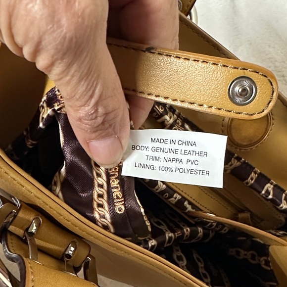 Tignanello Mustard Leather Satchel with Buckle Details - Picture 12 of 15